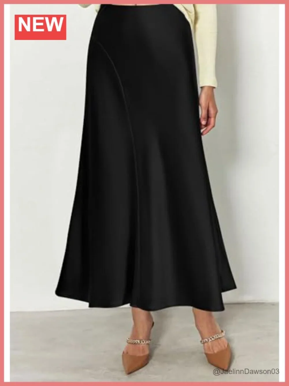 Women's High Waisted Satin Maxi Skirt 2026 A-Line Elastic Waist